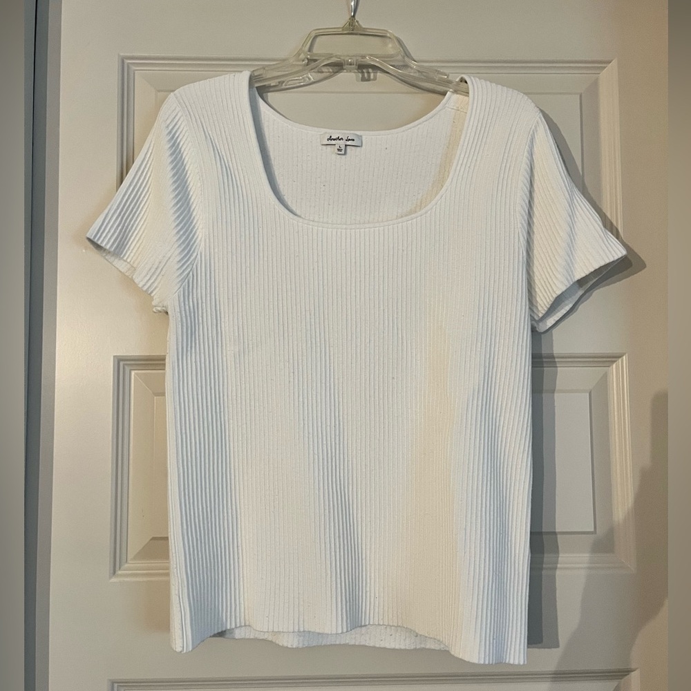 Another Love White Ribbed Short Sleeve Tee